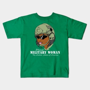 Proud Military Woman V2  (dark tees) Kids T-Shirt